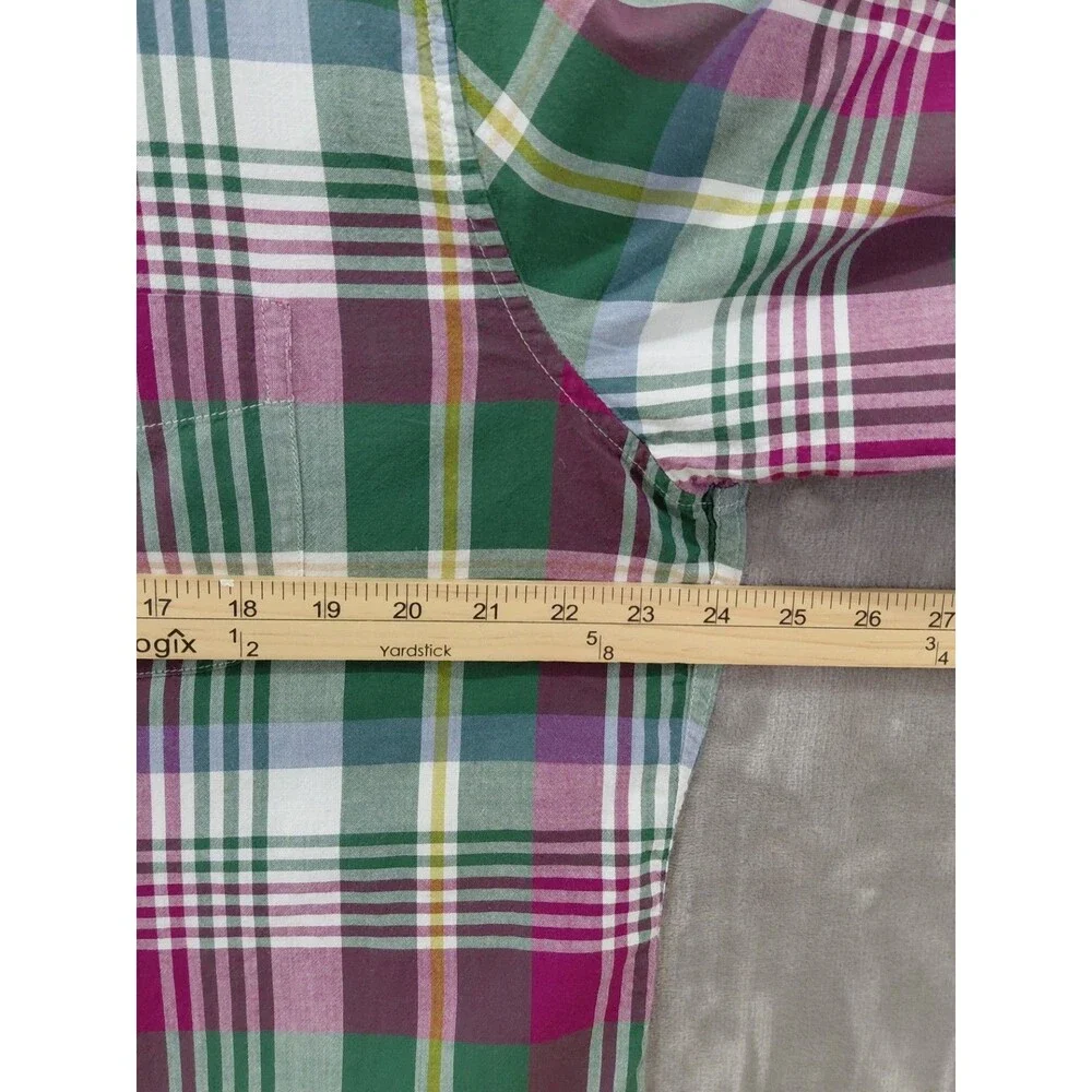 J Crew Indian Madras Button Down Classic Fit Shirt Men's XL Plaid Preppy Pocket